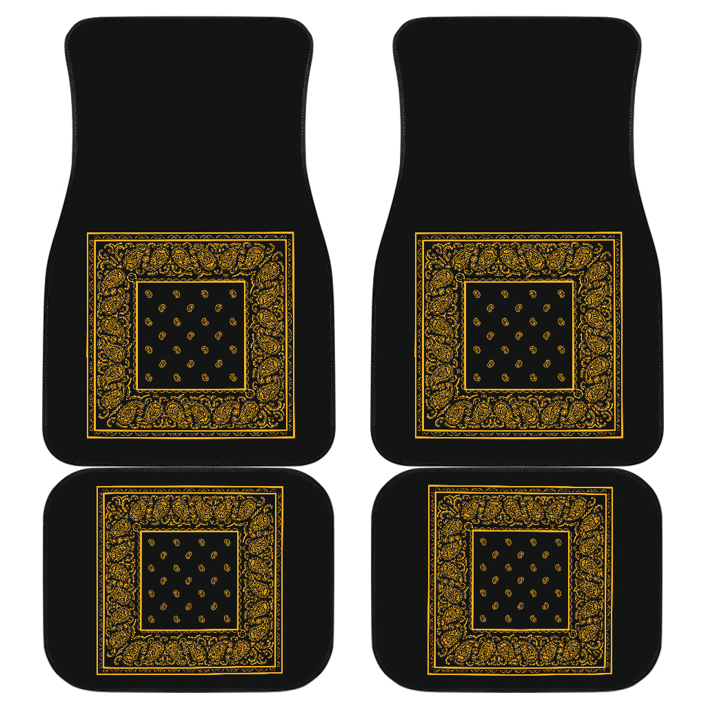 Quad Black Gold Bandana Car Mats - Minimal