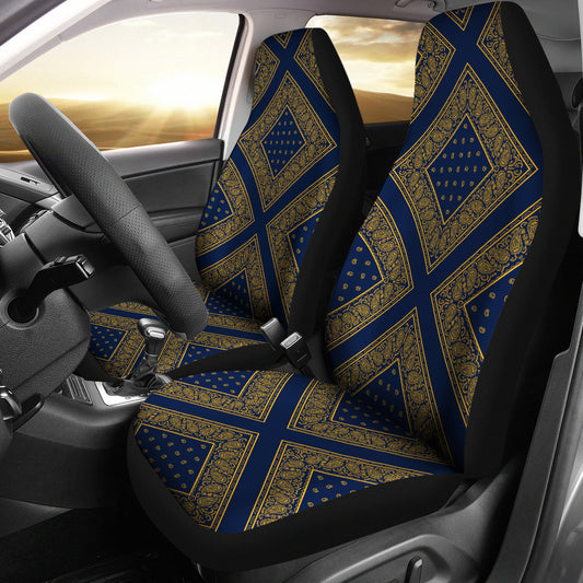 Navy and Gold Bandana Car Seat Covers