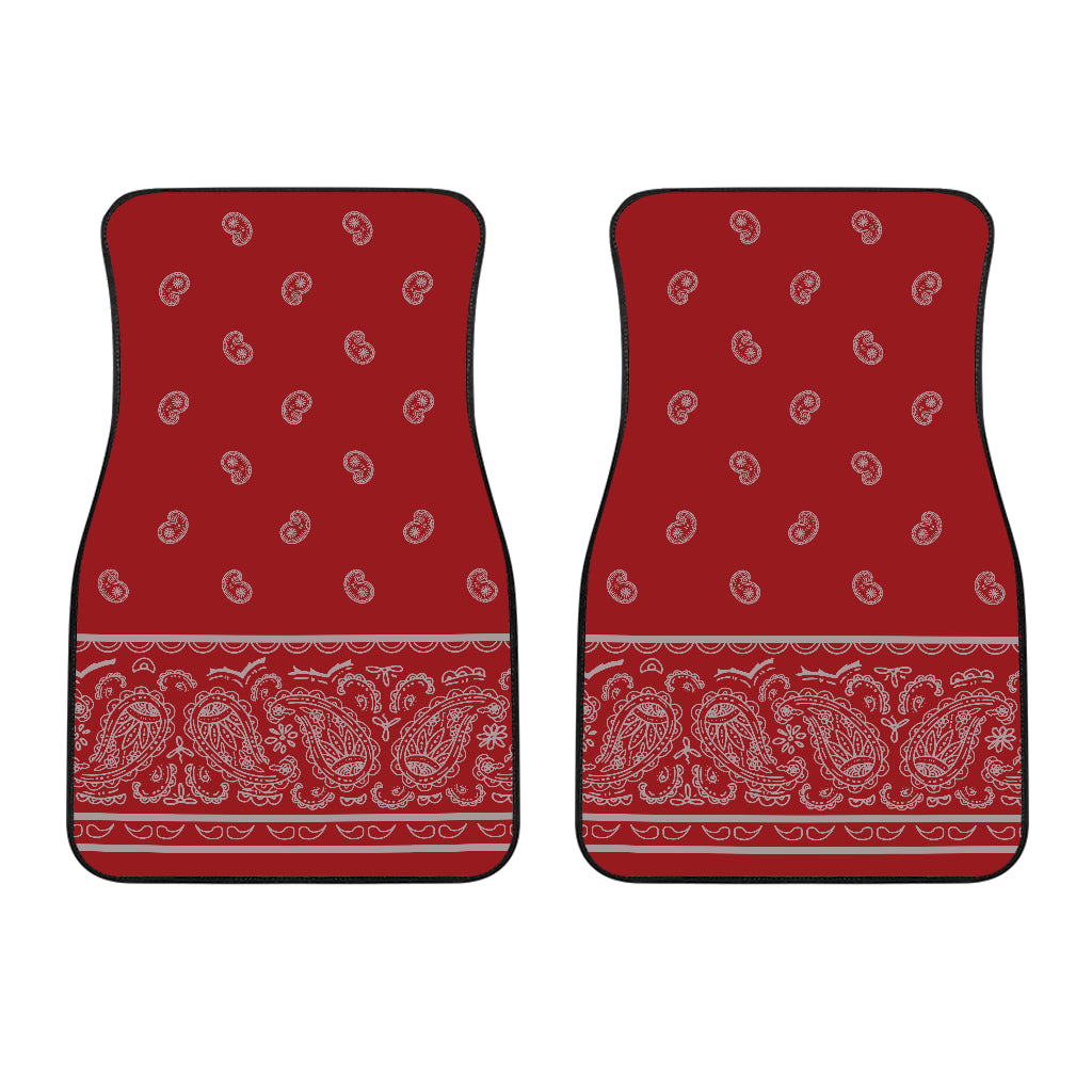 Dual Red and Gray Bandana Car Mats - Fancy