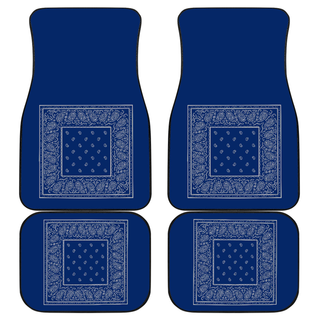Quad Blue and Gray Bandana Car Mats - Minimal