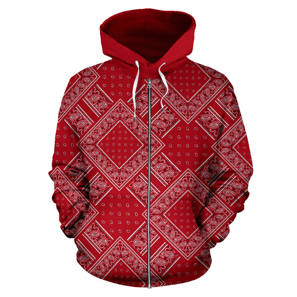 Classic Red Bandanas Zip Hoodie Cowboy The Bandana Blanket Company