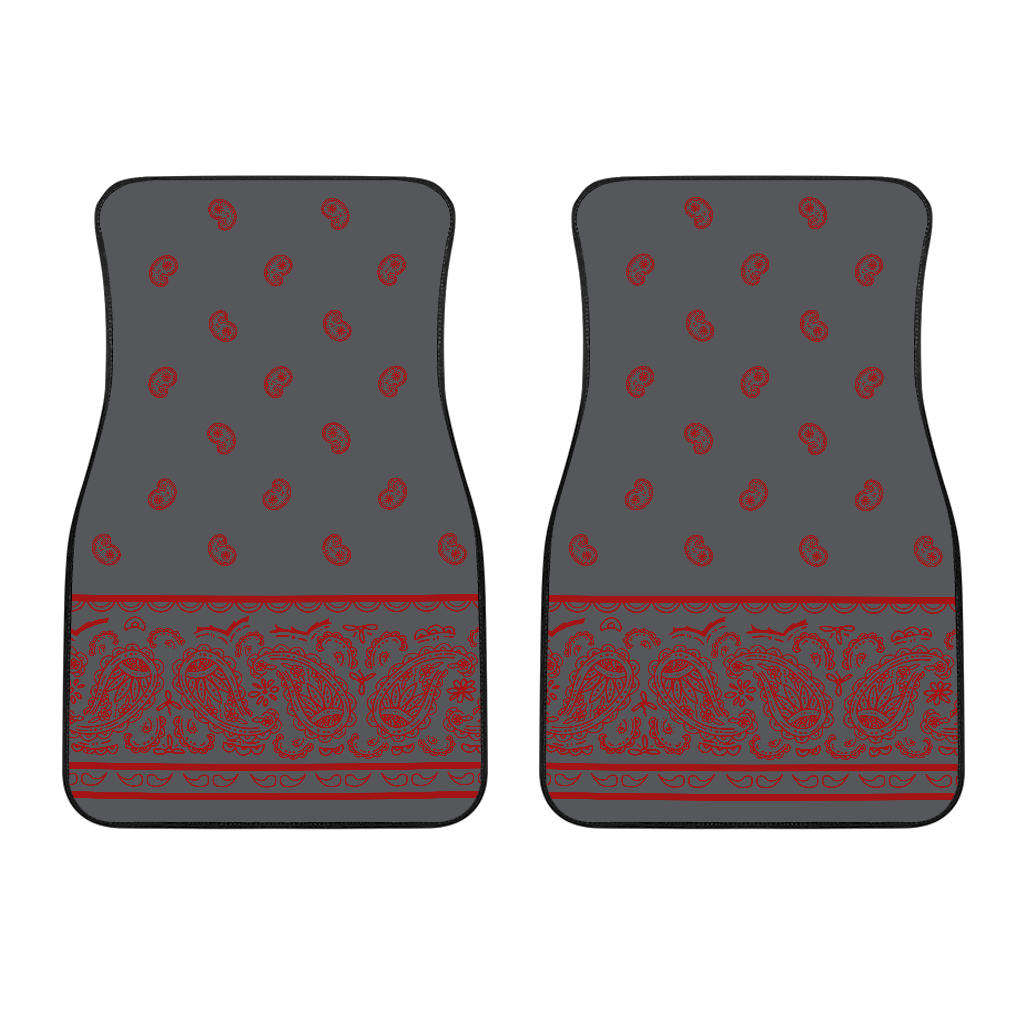 Dual Gray and Red Bandana Car Mats - Fancy