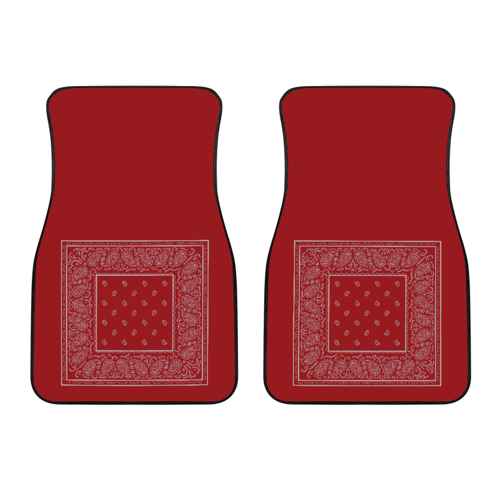 Dual Red and Gray Bandana Car Mats - Minimal