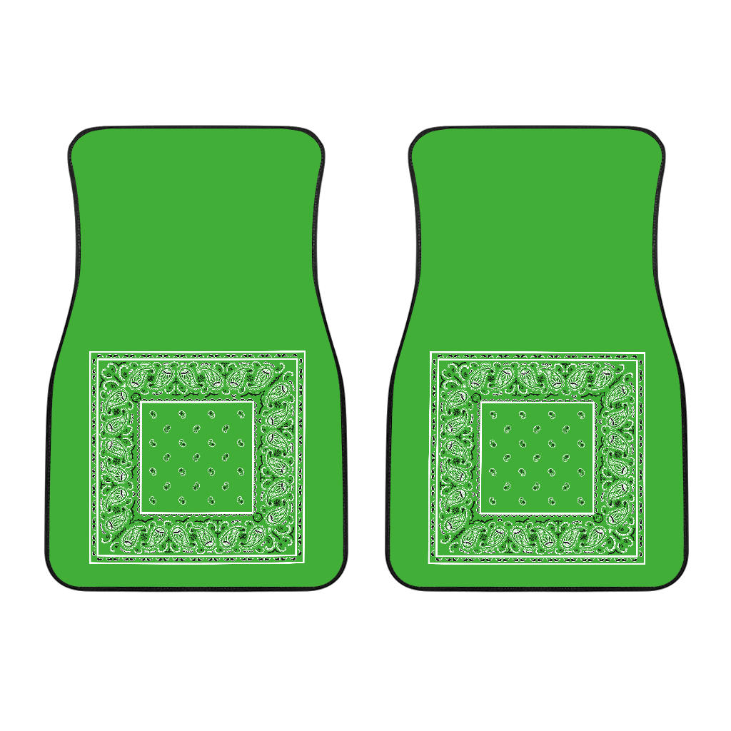 Dual Lime Green Bandana Car Floor Mats - Minimal