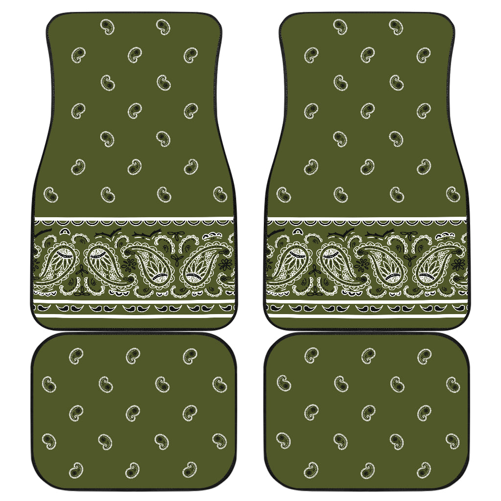 Quad Army Green Bandana Car Mats - Fancy