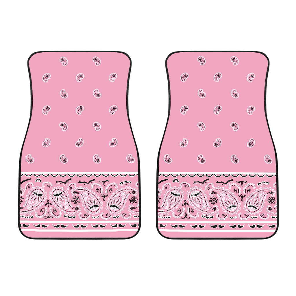 Dual Light Pink Bandana Car Floor Mats - Fancy