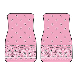 Dual Light Pink Bandana Car Floor Mats - Fancy
