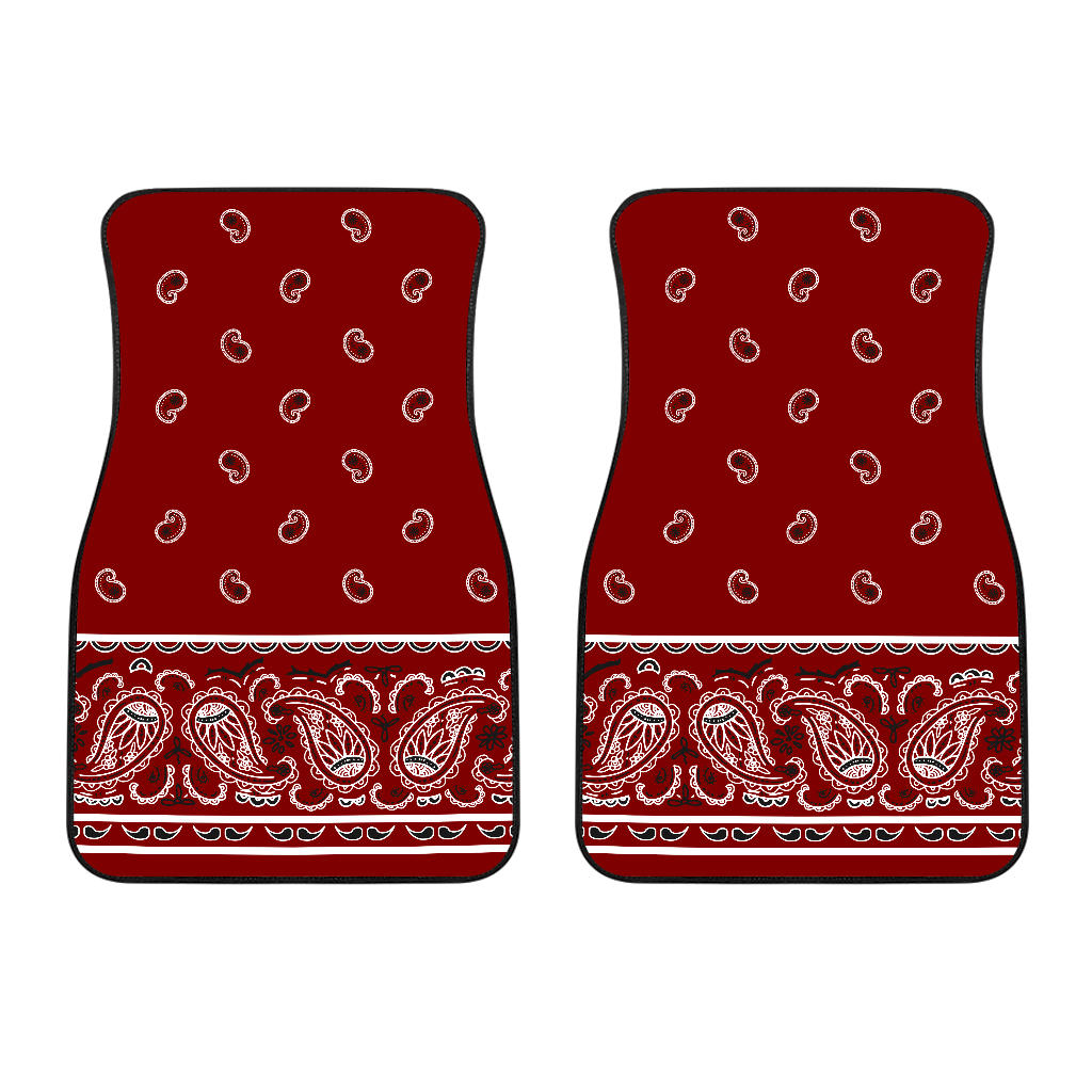 Dual Maroon Bandana Car Floor Mats - Fancy