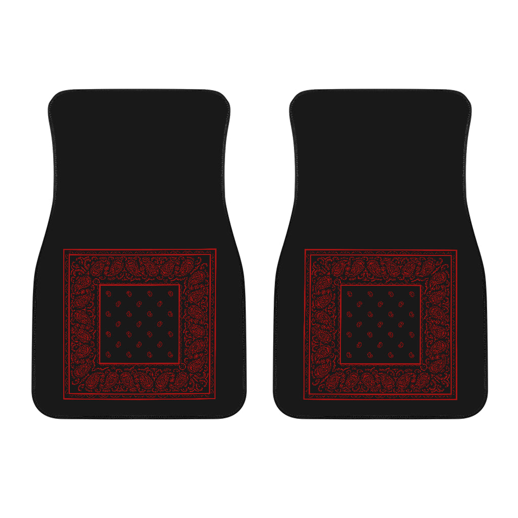 Dual Black and Red Bandana Car Mats - Minimal