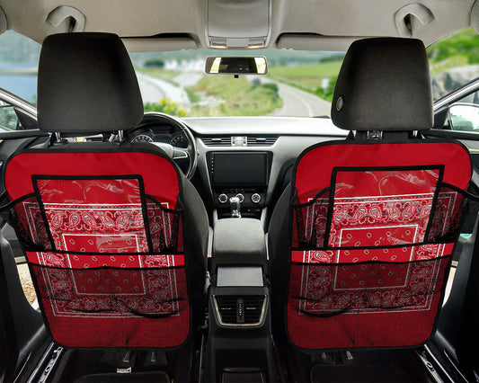 Classic Red Bandana Car Seat Organizers