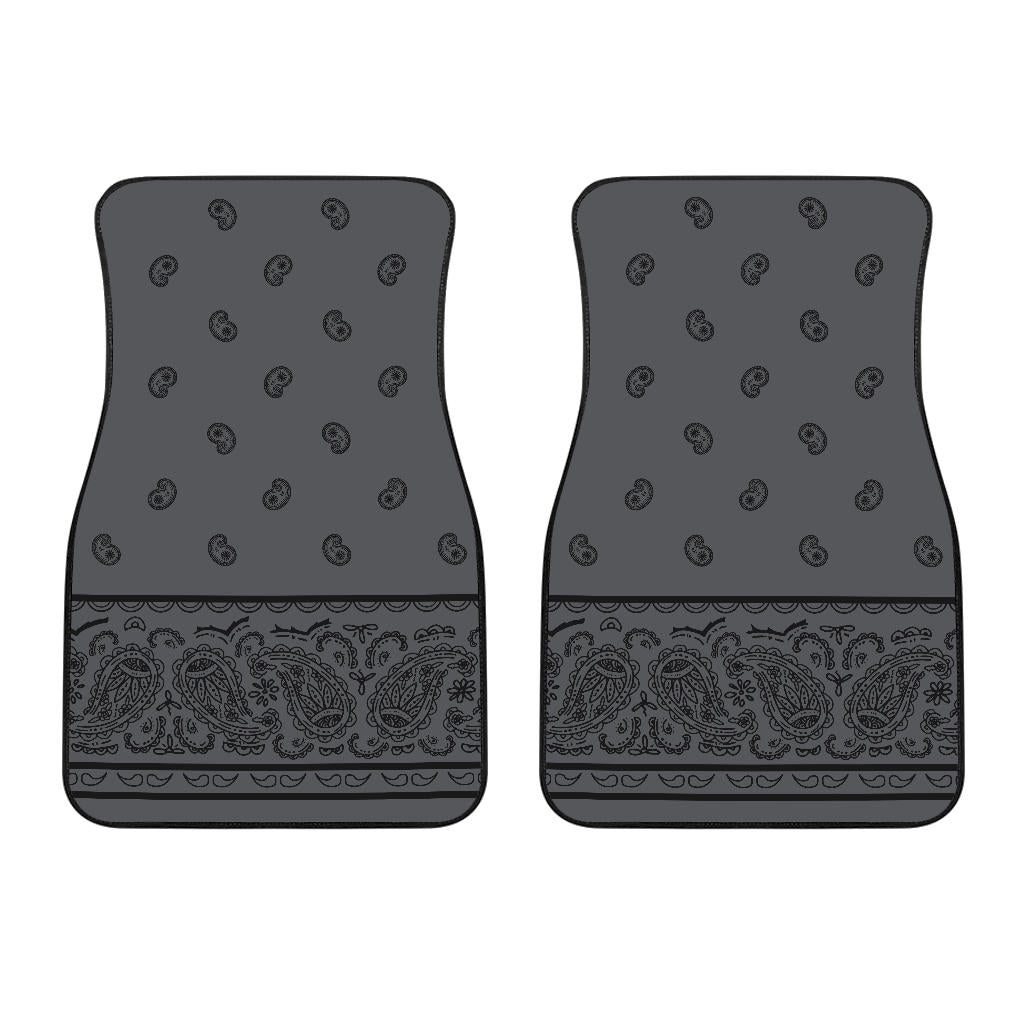 Dual Gray and Black Bandana Car Mats - Fancy