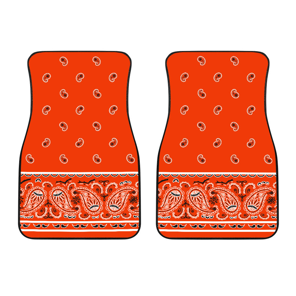 Dual Perfect Orange Bandana Car Mats - Fancy