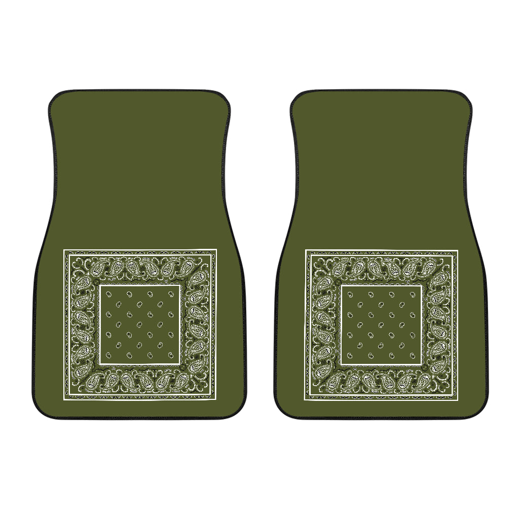 Dual Army Green Bandana Car Mats - Minimal