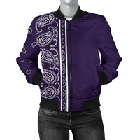 Asymmetrical Royal Purple Bandana Women's Bomber Jacket