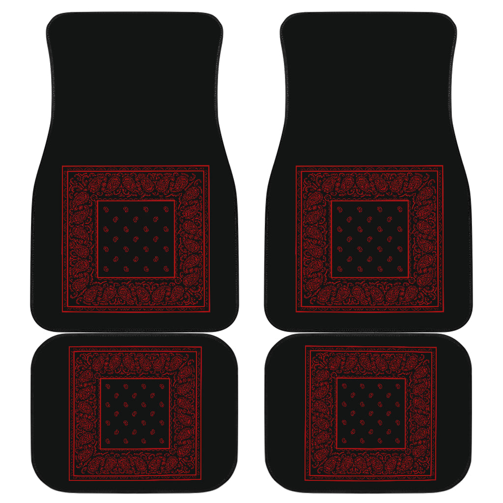Quad Black and Red Bandana Car Mats - Minimal