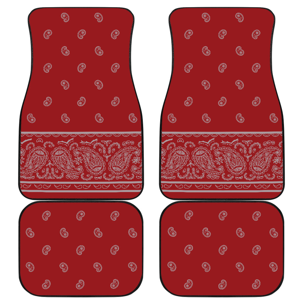Quad Red and Gray Bandana Car Mats - Fancy