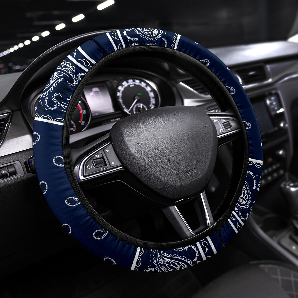 navy bandana car steering wheel cover