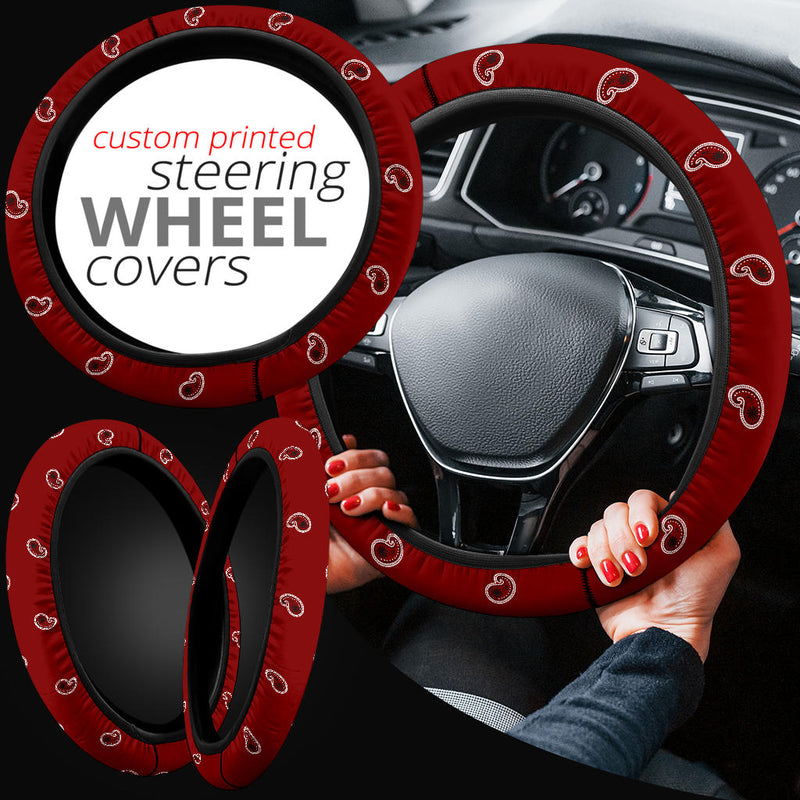Maroon Red Bandana Steering Wheel Covers - 3 Styles
