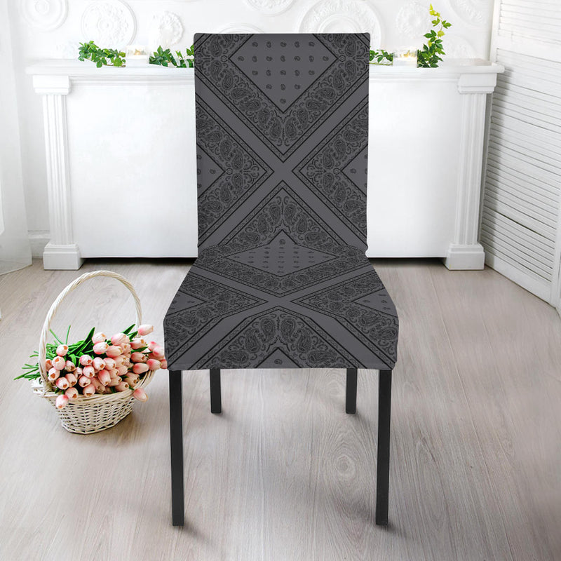 Gray and Black Kitchen Chair Cover