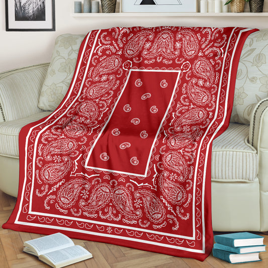Red with White Fleece Throw Blanket