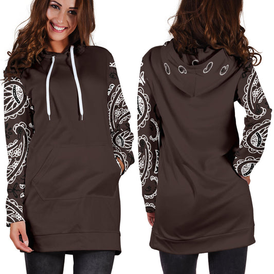 Front and Back Brown Bandana Hoodie Dress