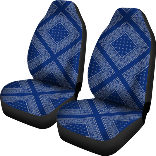 Blue and Gray Bandana Car Seat Covers - Diamond