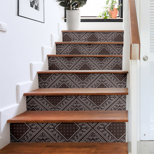 Coffee Brown Bandana Stair Stickers 6 Steps