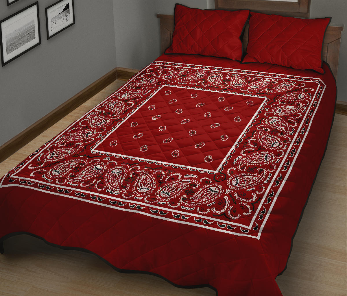 Quilt Set - Maroon Bandana Quilt w/Shams