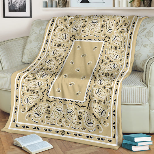 Khaki Bandana Fleece Throw Blanket