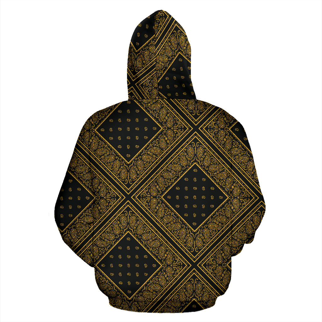 Black Gold Bandana Patch Zip Up Hoodie