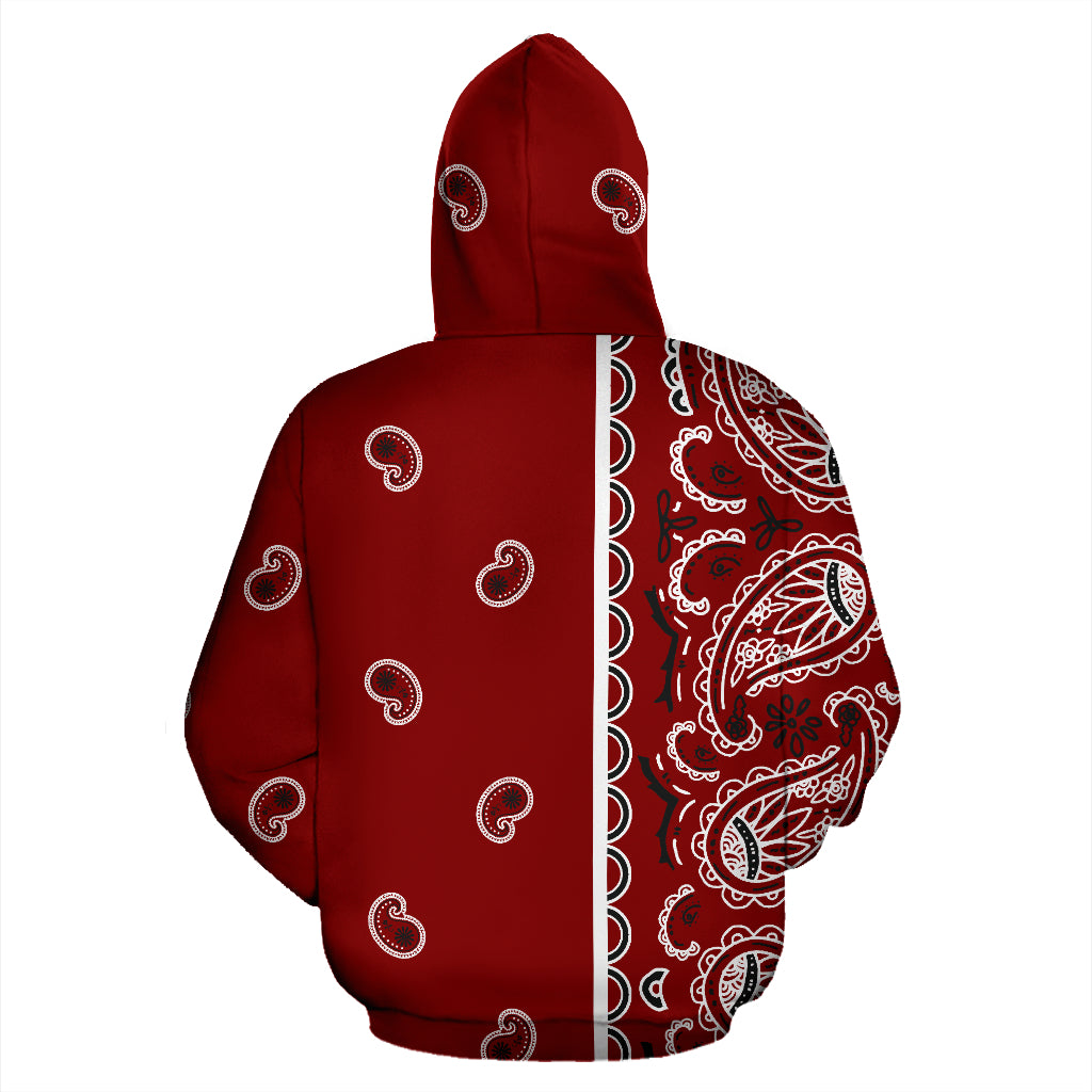 maroon bandana zip hoodie back view