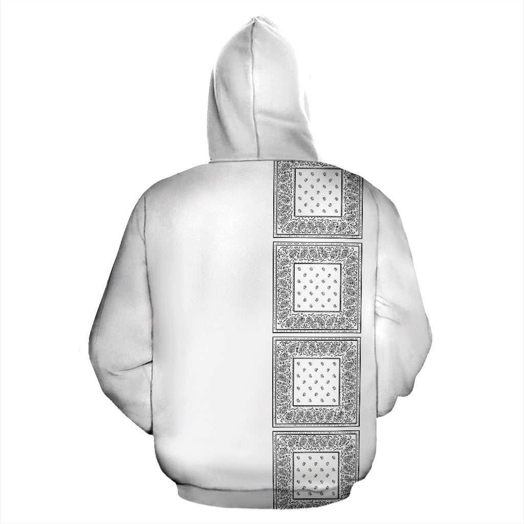 white bandana zip hoodie back view