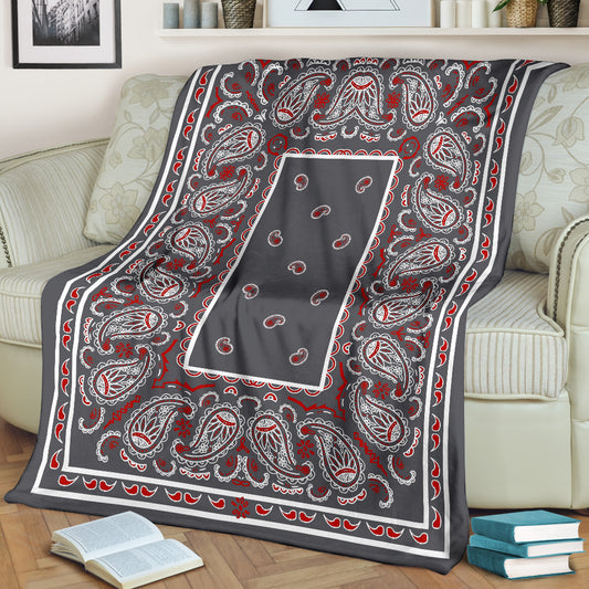 Gray Bandana Throw Blanket