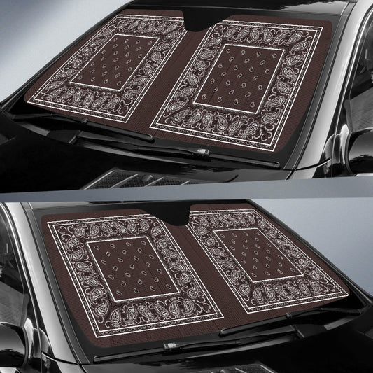 Coffee Brown Bandana Car Window Shade