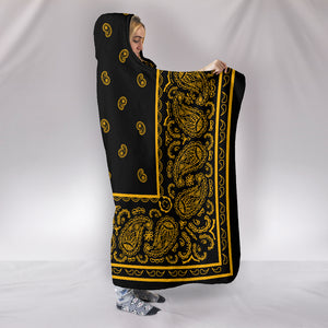 Black Gold Bandana Hooded Blanket Side