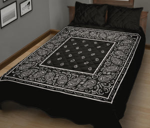 Quilt Set - Black Bandana Bed Quilts w/Shams