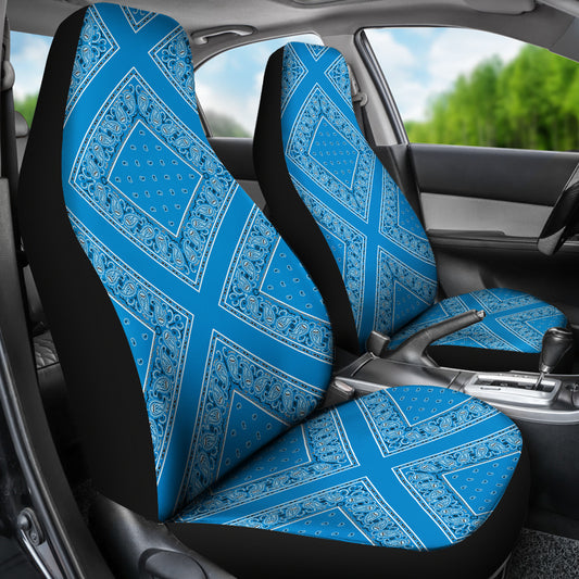 Sky Blue Bandana Car Seat Covers - Diamond
