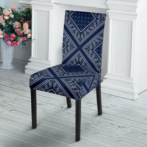 Navy Blue Bandana Dining Chair Covers - 4 Patterns