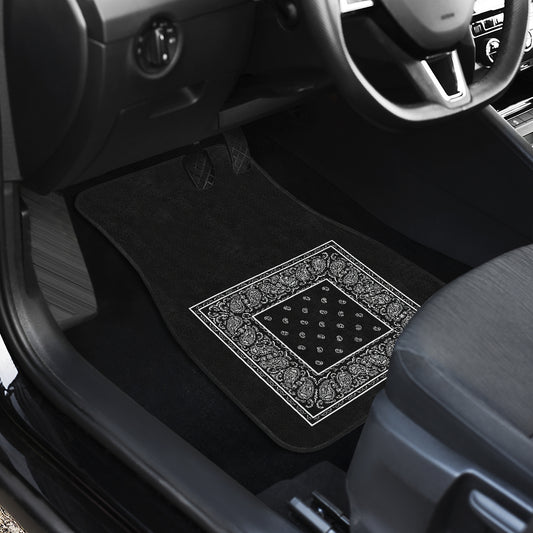Quad Black Bandana Car Mats - Minimal