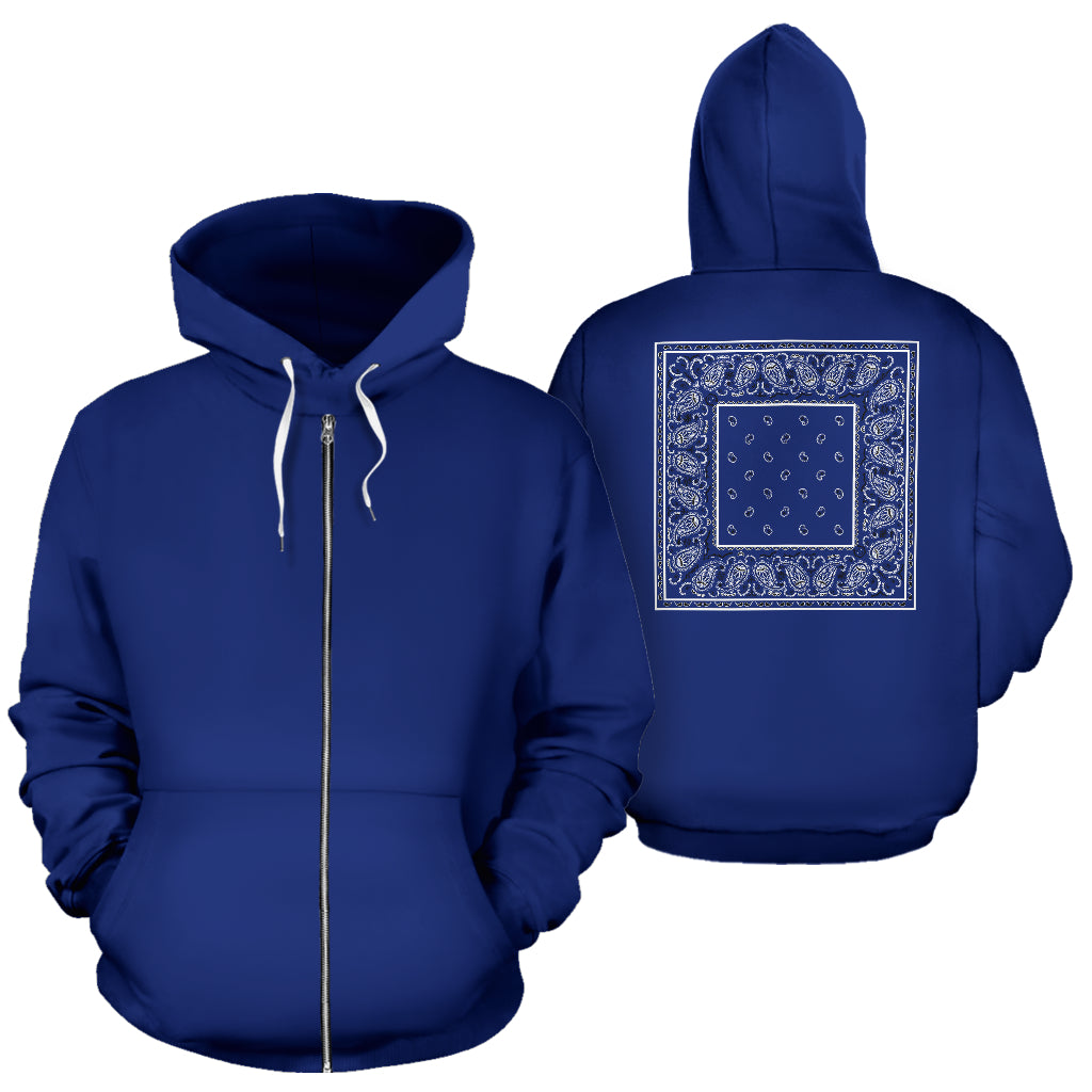 Simple Times Royal Blue Bandana Zip Hoodie