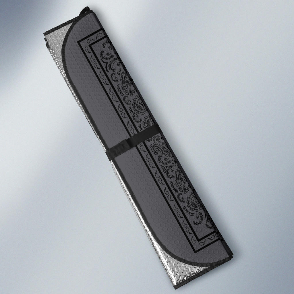 Gray and Black Bandana Car Window Shade