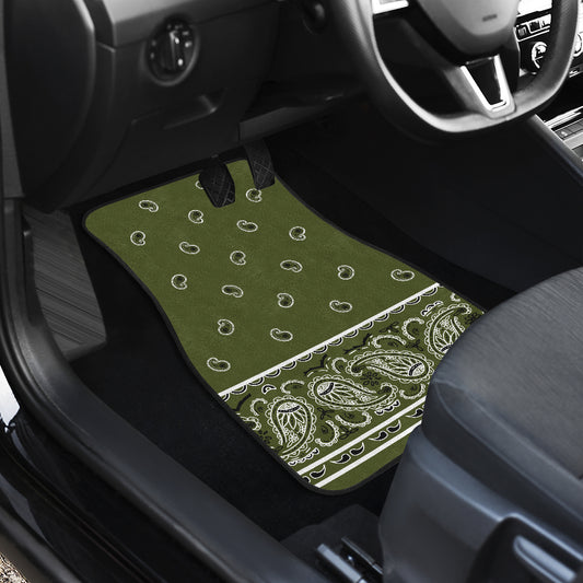 Dual Army Green Bandana Car Mats - Fancy
