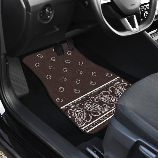 Quad Coffee Brown Bandana Car Mats - Fancy