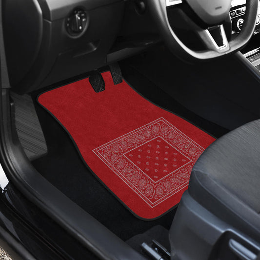 Quad Red and Gray Bandana Car Mats - Minimal