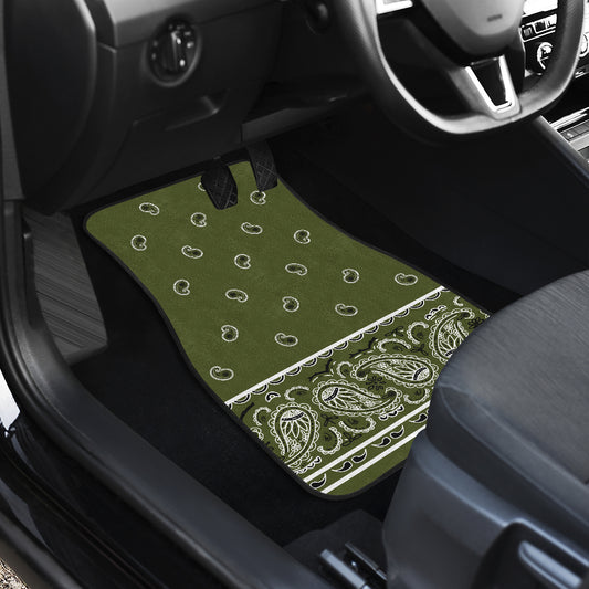 Quad Army Green Bandana Car Mats - Fancy