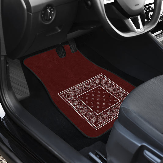 Dual Burgundy Bandana Car Mats - Minimal