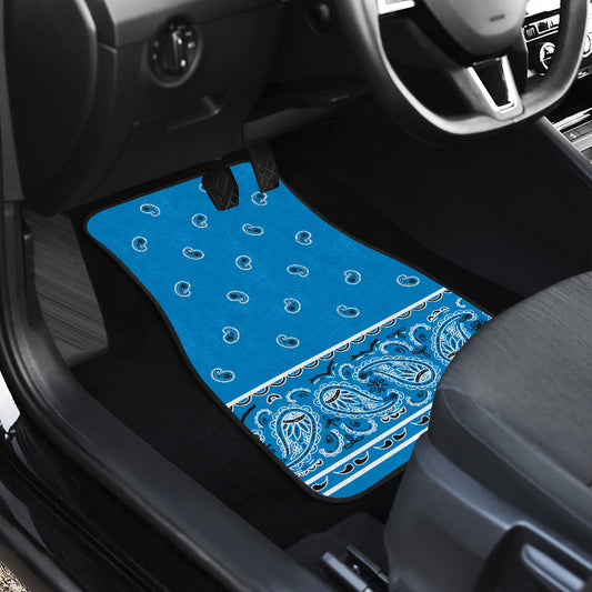 Quad Sky Blue Bandana Car Mats - Fancy