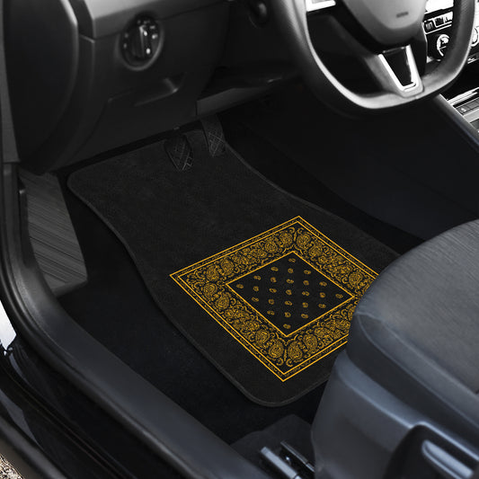 Dual Black Gold Bandana Car Mats - Minimal