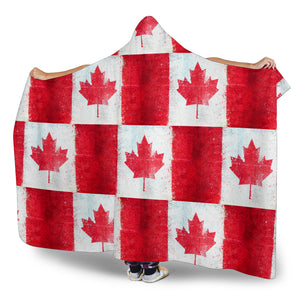 Ultimate Canadian Flag Tiled Hooded Blanket