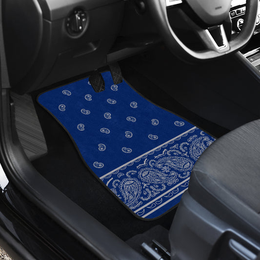 Quad Blue and Gray Bandana Car Mats - Fancy